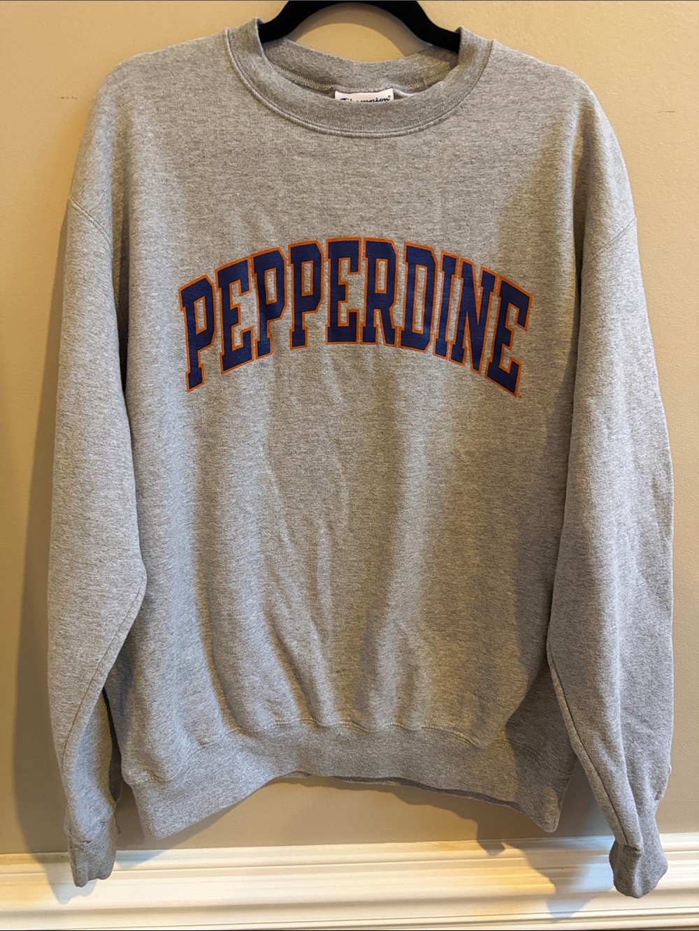Champion Pepperdine Gray Crewneck Sweatshirt Size Large